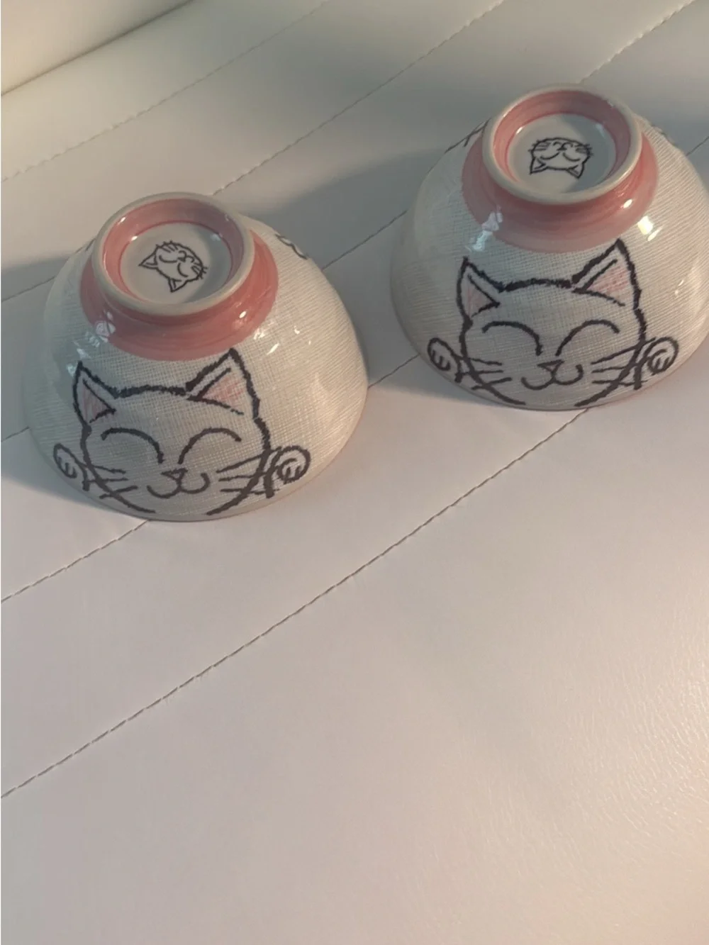 Darling Cat Face Ceramic Pet Bowl - Pink Rim